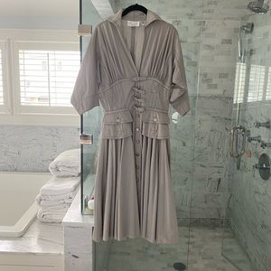 Like new Byron Lars corseted back, grey dress.